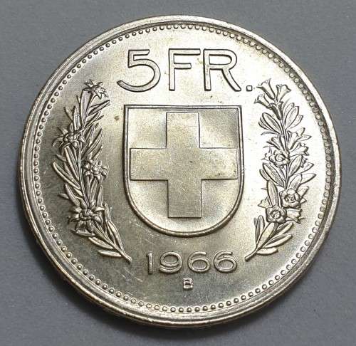 1966 silver Swiss 5 Francs