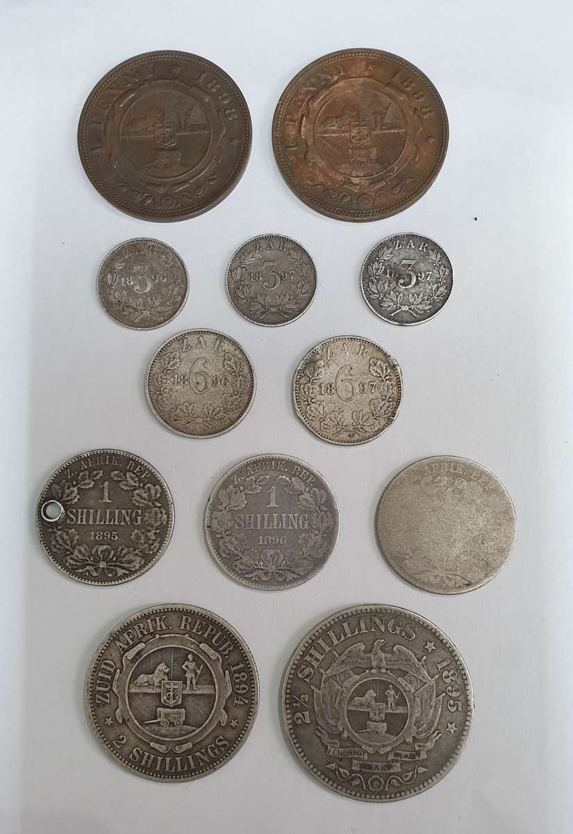 COLLECTION OF ZAR COINS (12 IN TOTAL - 10 SILVER & 2 BRONZE)