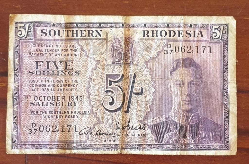 SOUTHERN RHODESIA 5 SHILLING NOTE