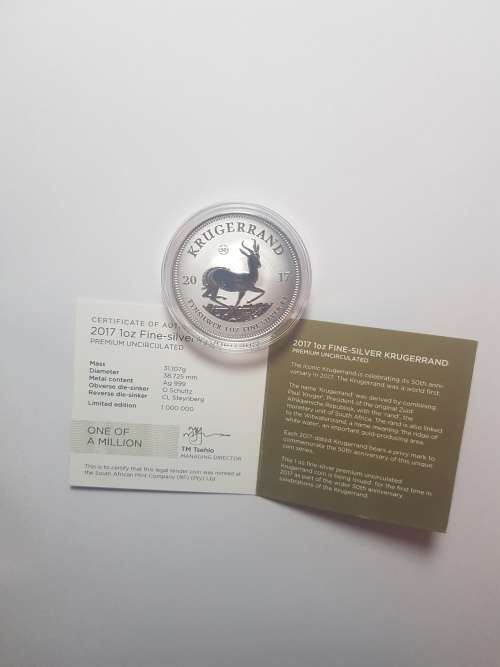 2017 Silver Krugerrand! Perfect UNC in capsule with certificate of authenticity!