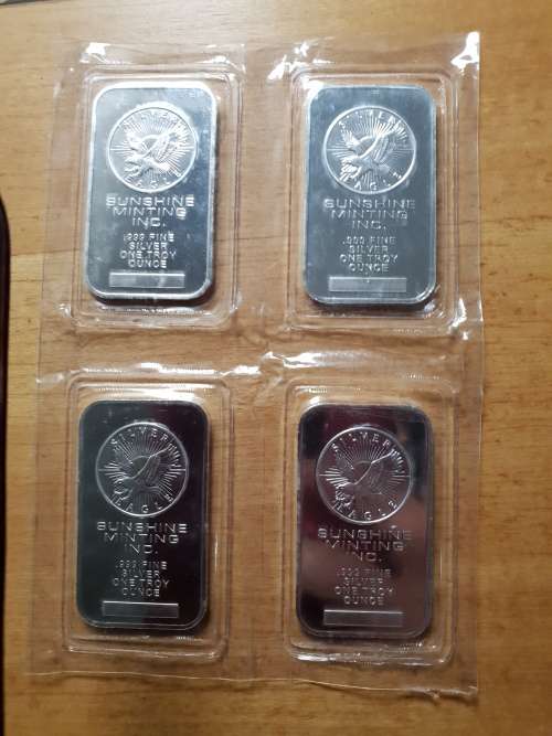 4 x 1 Oz sealed Sunshine Mint 999 Silver Bars! 1 bid for all 4!