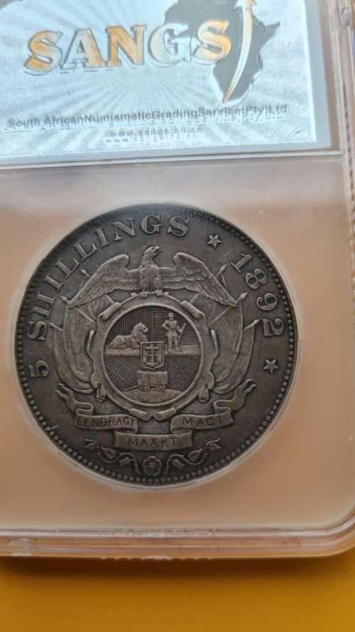 1892 ZAR 5 SHILLINGS - XF45 - Good looking coin - see pics !