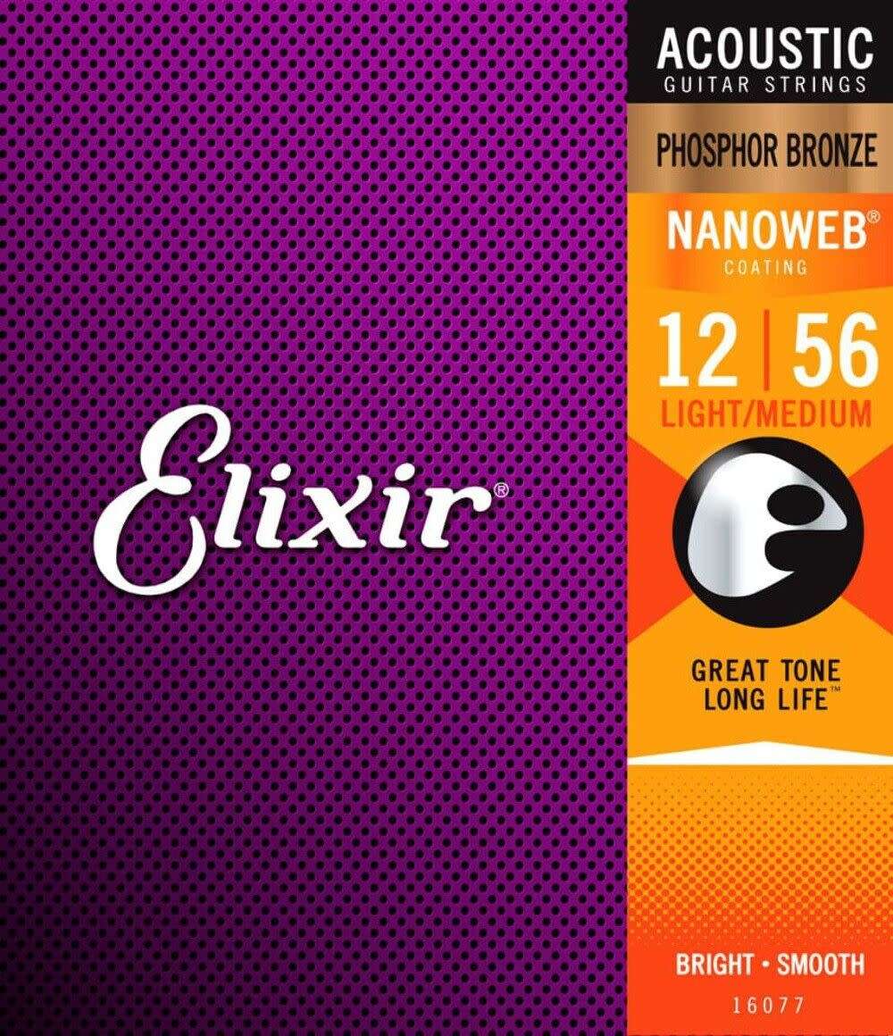 Elixir 16077 Acoustic Medium Phosphor Bronze Nanoweb 0.12-0.56
