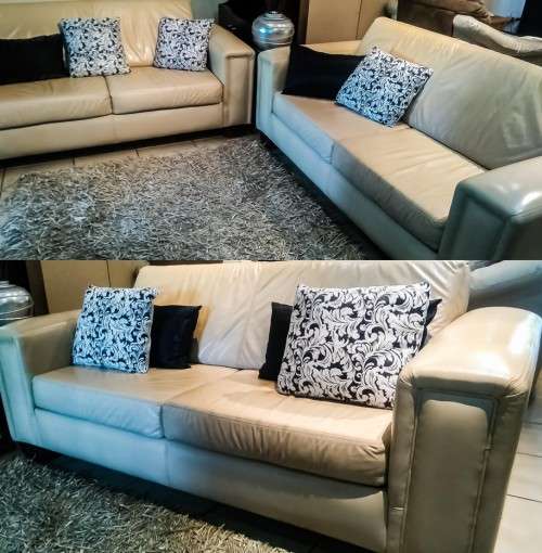 Genuine Ivory Leather Lounge Suite  IMMACULATE CONDITION