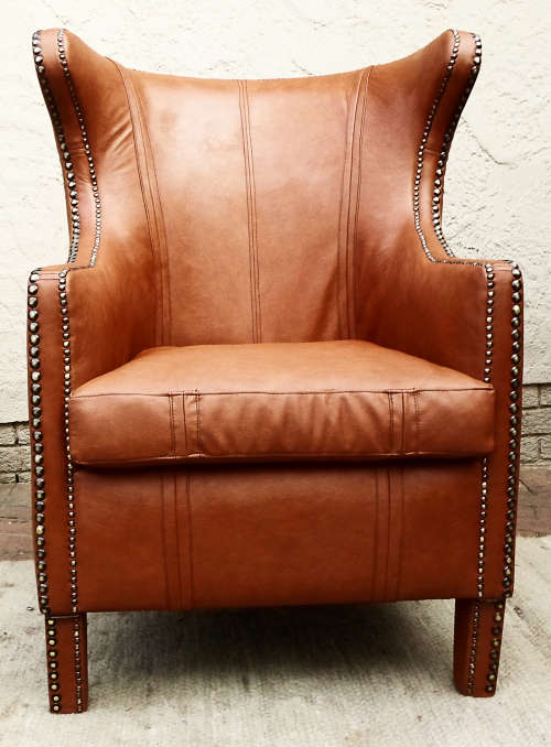 RETRO LEATHER ARM CHAIRS - Genuine Leather Hazelnut