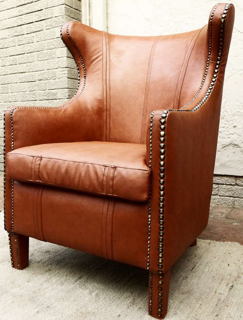RETRO LEATHER ARM CHAIRS - Genuine Leather Hazelnut