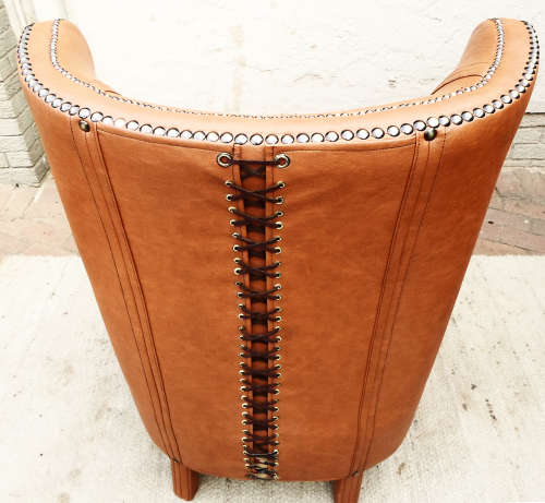 RETRO LEATHER ARM CHAIRS - Genuine Leather Hazelnut