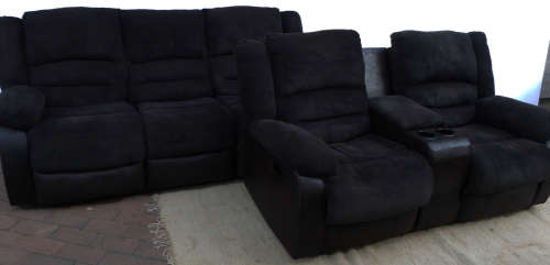 XXL Charcoal and Chocolate Recliner Suite