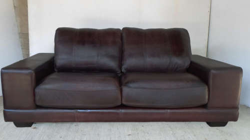 SALE! Chocolate Brown Couch - XL Double GENUINE LEATHER