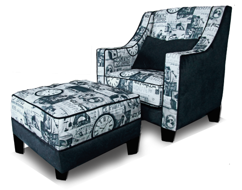 Cafe' de Paris Accent Chair & Matching Ottoman