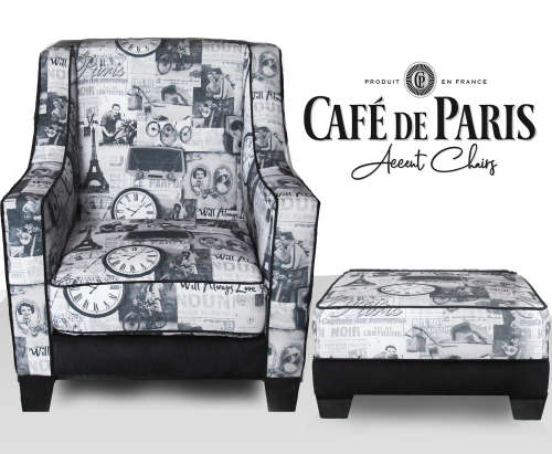 Cafe' de Paris Accent Chair & Matching Ottoman