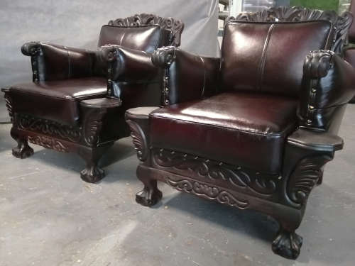Authentic Ball and Claw 4 Piece Lounge suites with Free Ottoman - Top Grain Genuine Leather