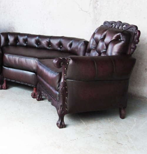 Authentic Ball and Claw 4 Piece Lounge suites with Free Ottoman - Top Grain Genuine Leather
