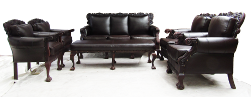 Authentic Ball and Claw 4 Piece Lounge suites with Free Ottoman - Top Grain Genuine Leather