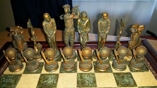 GOLF THEME CHESS 3D Game &  Exquisite Pieces with intricate details.
