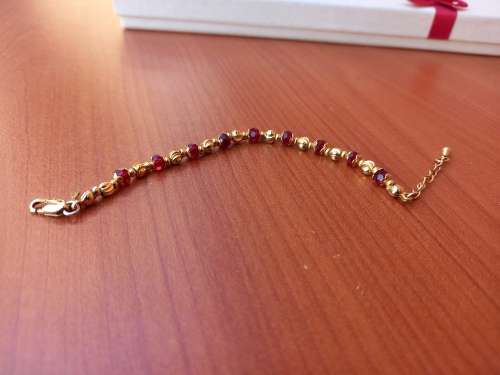 Beautiful Touch Of Gold Bracelet With Red Stones + FREE Gift Box
