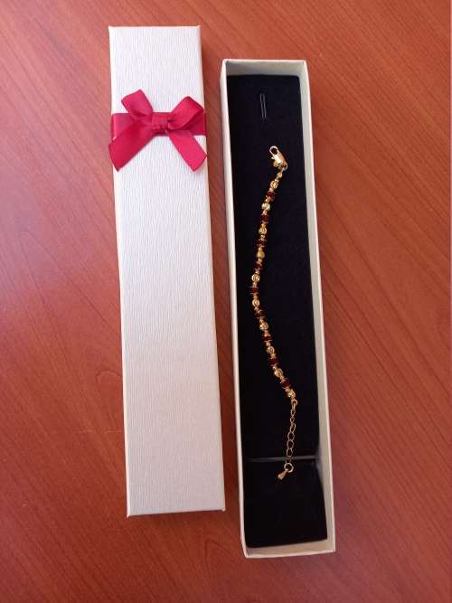 Beautiful Touch Of Gold Bracelet With Red Stones + FREE Gift Box