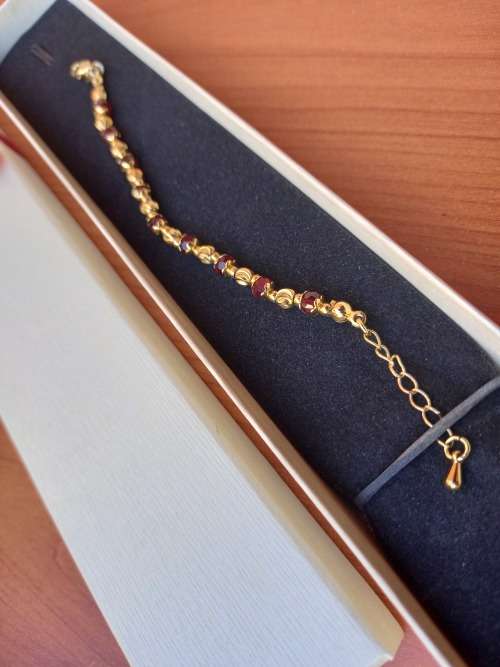 Beautiful Touch Of Gold Bracelet With Red Stones + FREE Gift Box
