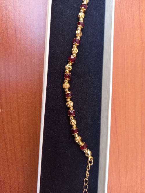 Beautiful Touch Of Gold Bracelet With Red Stones + FREE Gift Box
