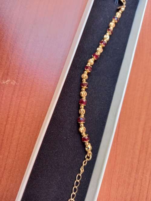 Beautiful Touch Of Gold Bracelet With Red Stones + FREE Gift Box