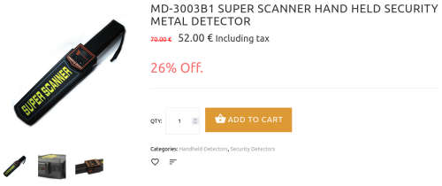 2 x Super Scanner Wand Metal Detector | MD-3003B1 | Matt Black | Retails: R1070 Each