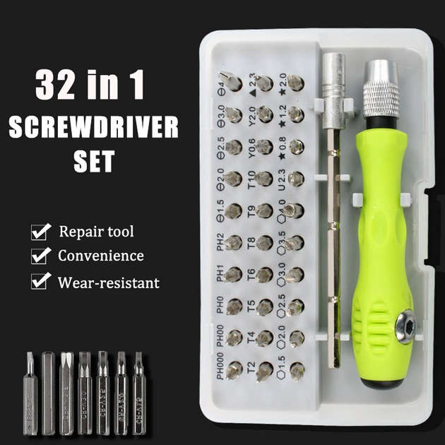 32 Piece Precision Screwdriver Set - Magnetic Tips - Corrosion-Resistant