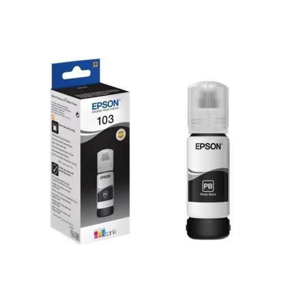 Brand New - Genuine Epson 103 Black Ink - For EcoTank Printers - 65ml Black Ink Bottle