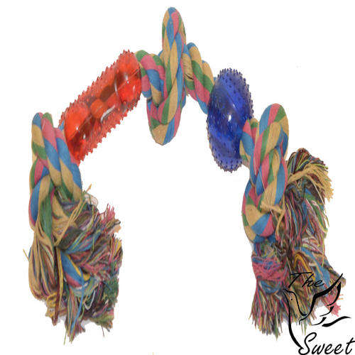 Small Bone and ball on rope - Rope Toy for Dogs