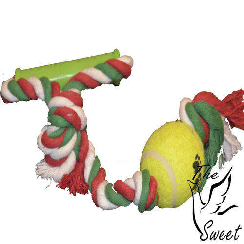 Ball on a Medium Length Rope - Rope Toy for Dogs