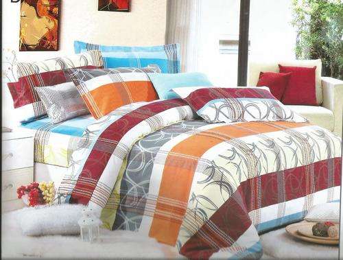 6 Piece - Cotton Feel - Bed Linen - Queen Size- Duvet Cover Set