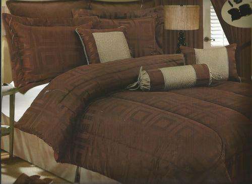Comforter set - Brown 15 Piece - Queen Size Comforter Set
