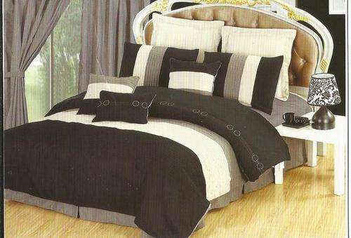 Queen Size Comforter Set - Black 10 Piece - Queen Size Comforter Set
