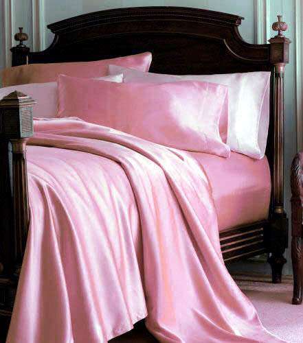 PINK Charmeuse Pure Silk Satin - King Size Bed Linen Set - 4 Piece