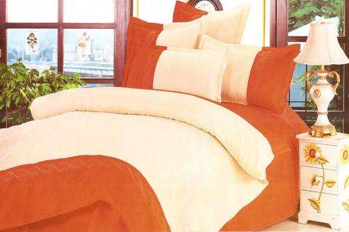 Orange Cream - 6 Piece Embossed and Embroidered - Double bed- Duvet Set