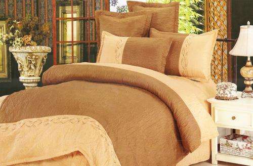 Two Tone Sand - 6 Piece Embossed and Embroidered - Double bed- Duvet Set