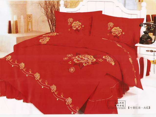 Red Imported 6 Piece Quality Bed Linen - Double bed- Duvet Set