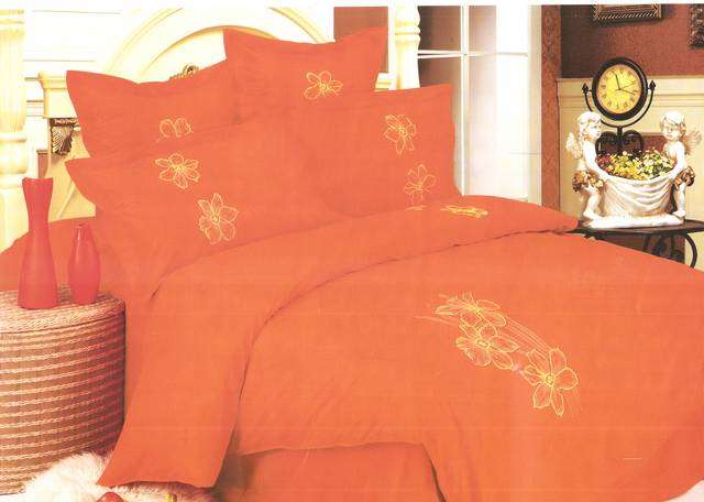 Orange Imported 6 Piece Quality Bed Linen - Double bed- Duvet Set