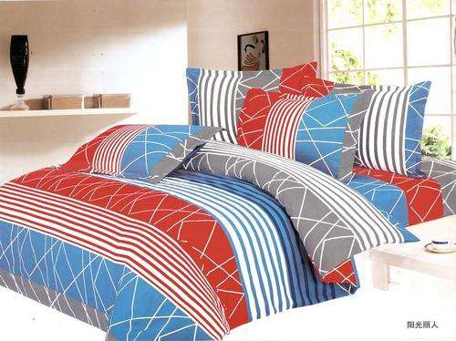 6 Piece - Seersucker Cotton Feel - Bed Linen - Double Bed Size- Duvet Cover Set