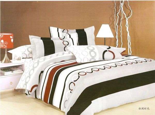 10 Piece - Seersucker Cotton Feel - Bed Linen - Double Bed Size- Duvet Cover & Curtain Set