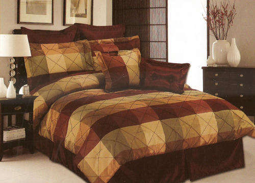 MAGIC CUBE 8 - PIECE COMFORTER SET - QUEEN SIZE - MILATARY BROWN AND GREEN