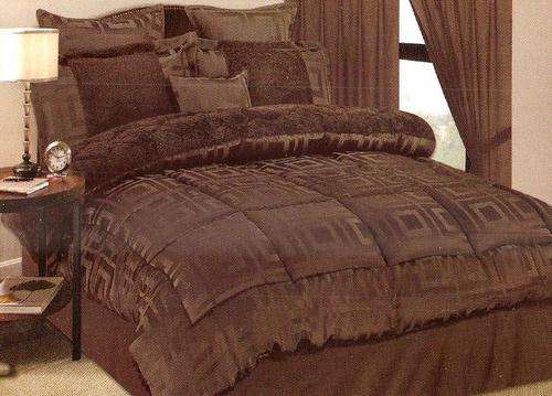 VENTURA BLANKET - 11 PIECE COMFORTER SET - QUEEN SIZE - BROWN