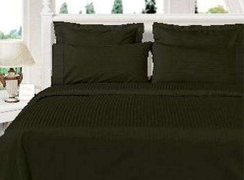 420 THREAD COUNT SATIN STRIPE BED SHEET SET - 6 PIECE - QUEEN SIZE - GREEN