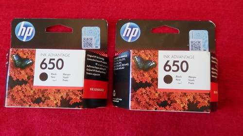 Two HP 650 Black ink Cartridges -All original in sealed boxes
