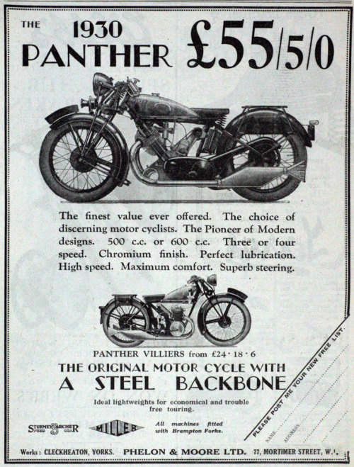 1930`s Vintage enamel PANTHER Motorcycle buttonhole lapel badge made by the  Birmingham Medal Co.