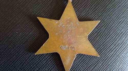 WW2 Africa Star medal and 1939-1945 Star medal named to P C Cupido M17050