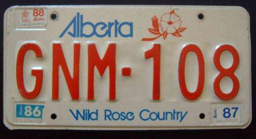 1986/87/88 Alberta Canada Licence Plate