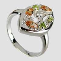 Exquisite Sterling Silver Multi-Gemstone Ring - Size P