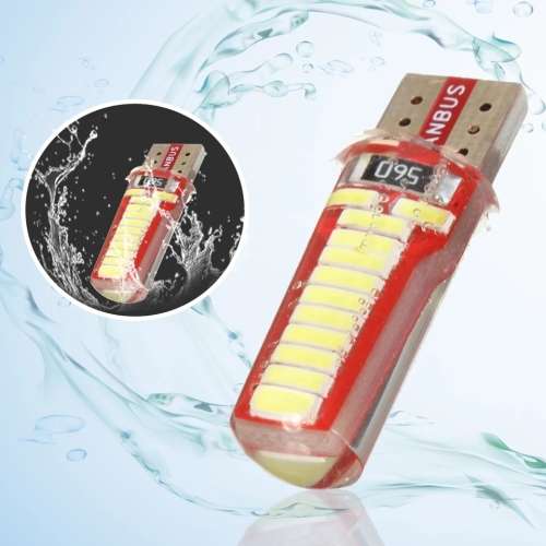 Park Light T10 Silicone Waterproof (W5W/194) 24 LED Light Bulb No Error