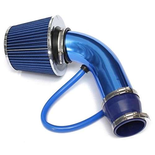 Blue 76mm Universal Performance Cold Air Intake Filter Alumimum Induction Pipe Hose System
