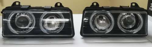 Bmw E36 Led Angel Eye Ring With Projector In Crystal Black 1990-2000 Headlight Set